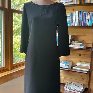 Donna Morgan Black Embellished Sheath Dress 3/4 sleeves and embroidered (Size 4)